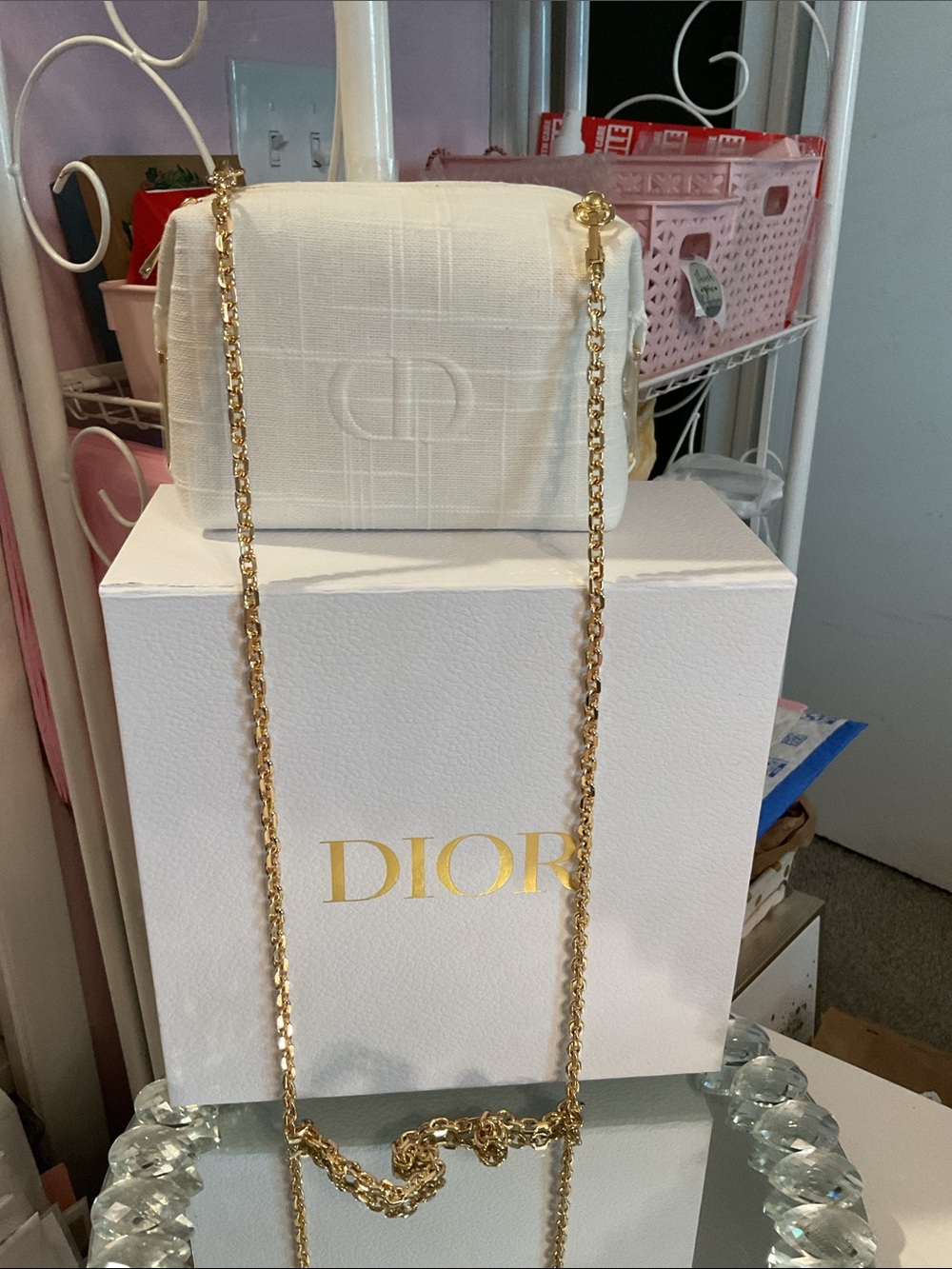 Dior Cream Quilted Crossbody with Gold Chain Strap - Picture 7 of 7
